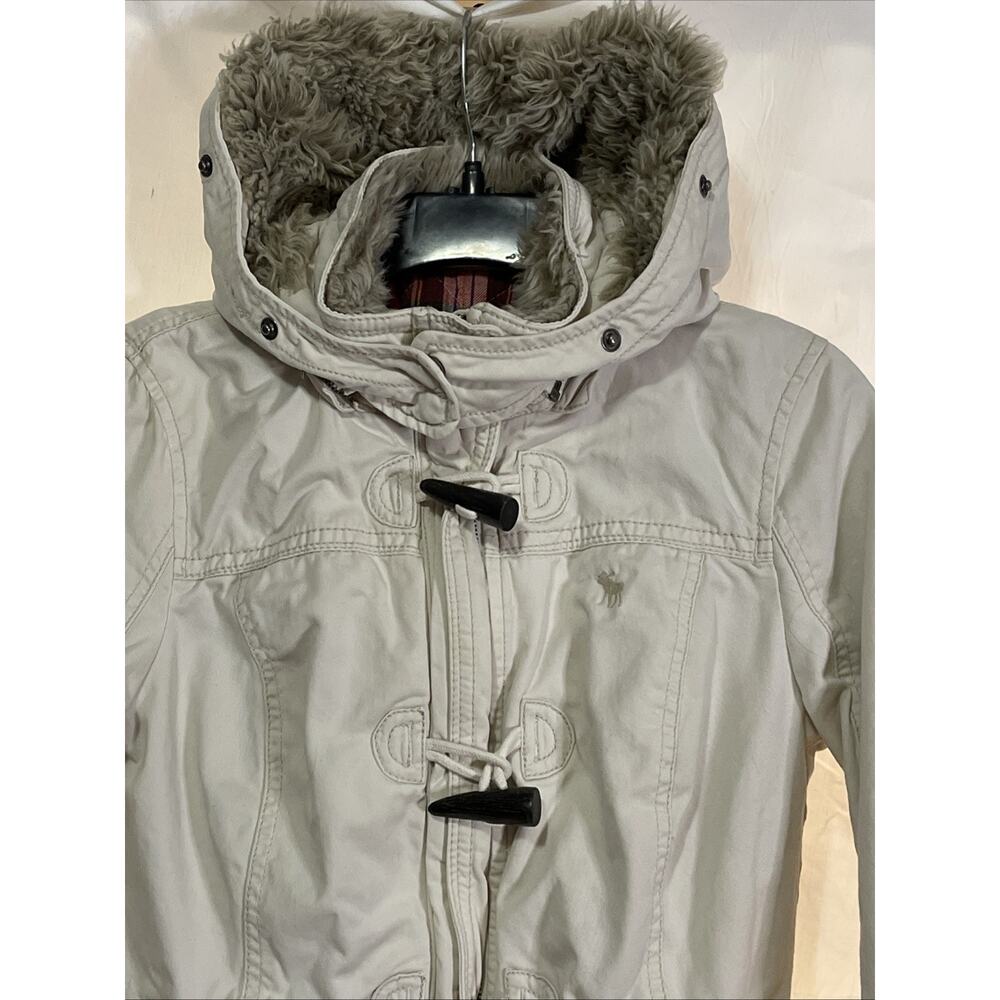 Abercrombie & Fitch Parka Jacket Coat Women’s Medium Lined Faux Fur Trim Hooded - Picture 3 of 16